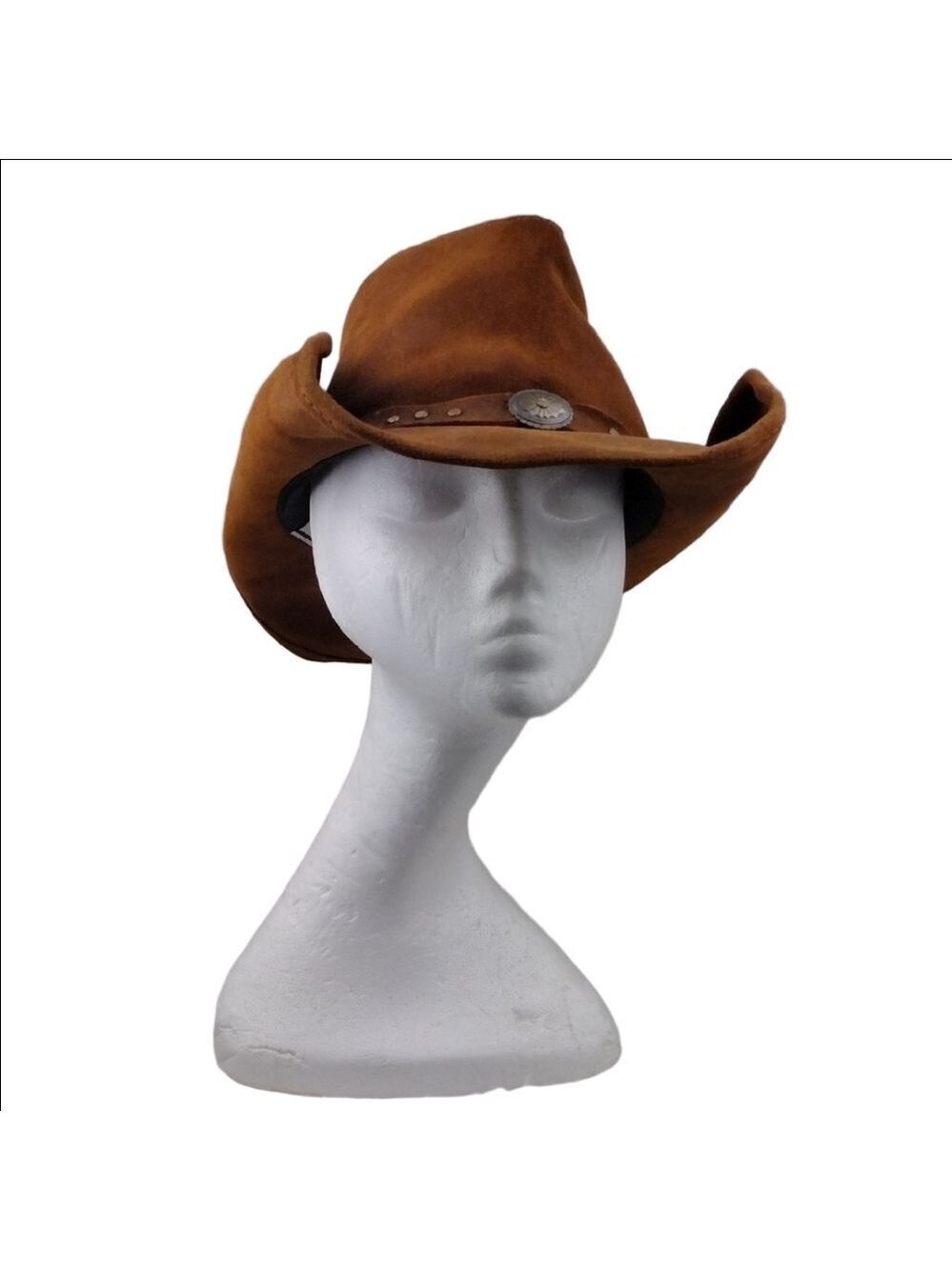 Minnetonka Unisex Silverton Dude Brown Ruff Genuine Leather Studded Western Hat